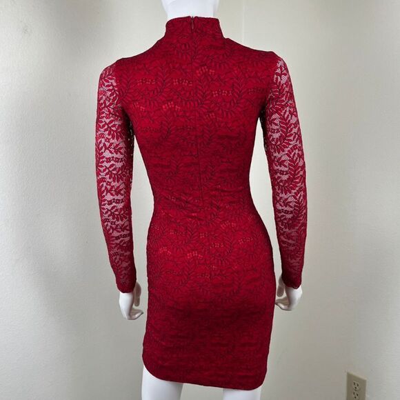 Dress the Population Women Size XS Red Penelope Lace Floral Bodycon Mini Dress - Picture 11 of 15
